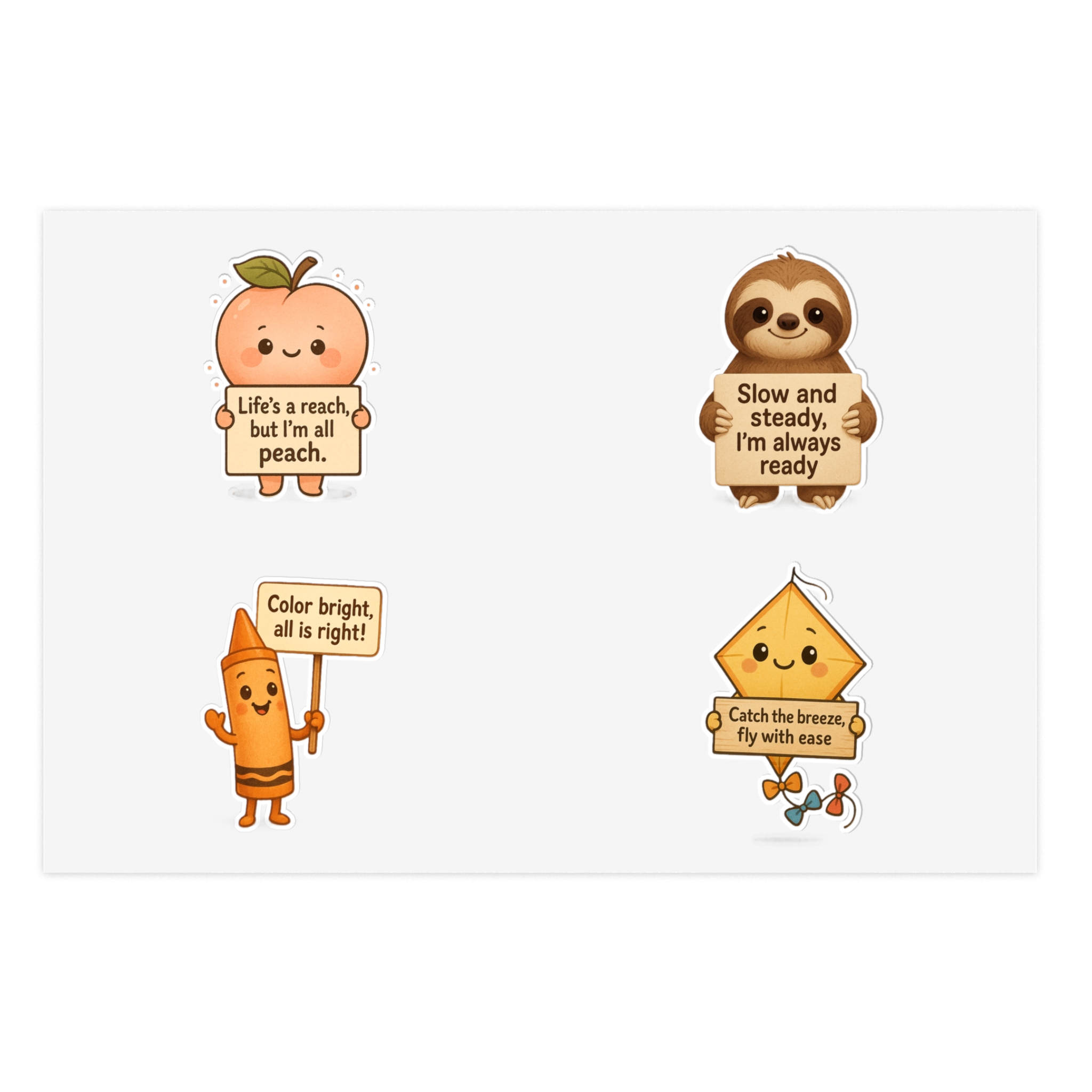 Sticker Sheets - Peach - Sloth - Crayon - Kite