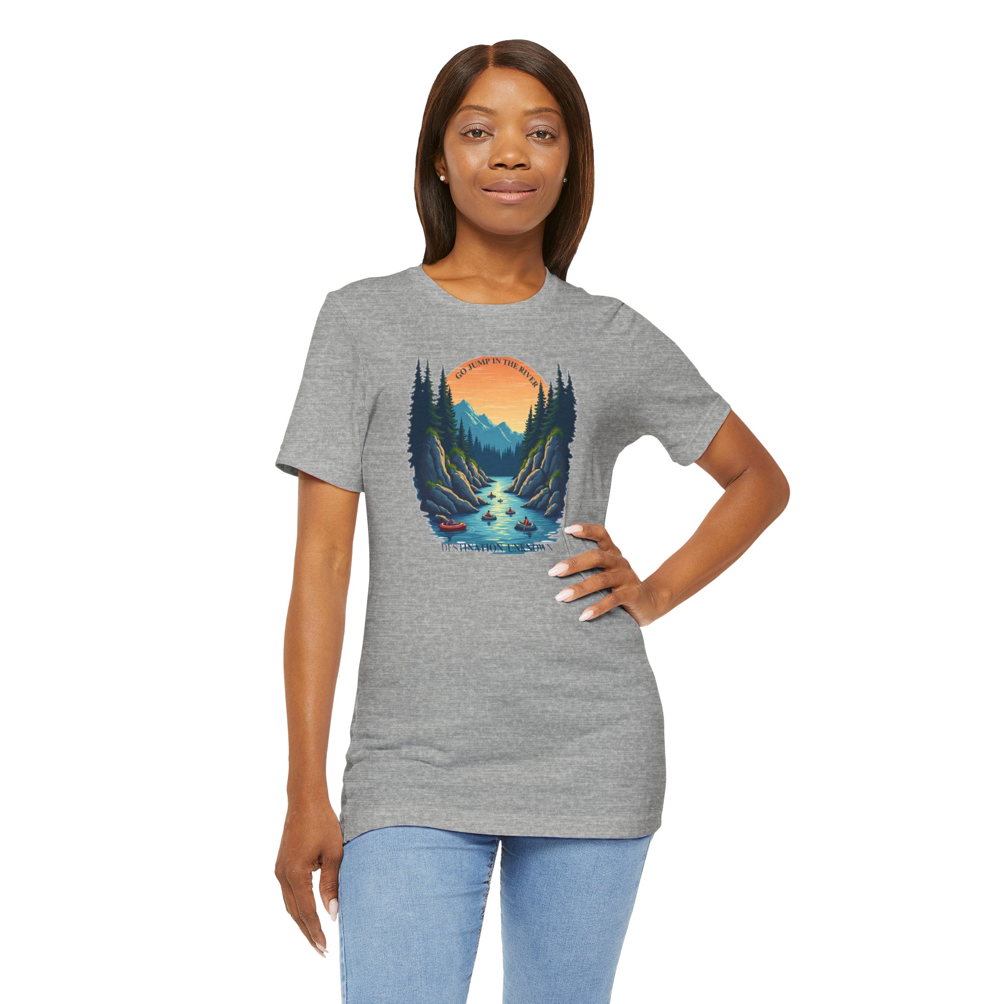 River Life T-Shirt - Sunset Cliffside Tubers & Swimmers - Destination Unknown