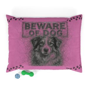 Beware of Dog Pet Bed Light Pink - Medium 40" x 30"