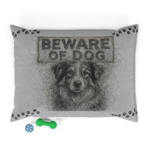 Beware of Dog Pet Bed Grey - Medium 40" x 30"