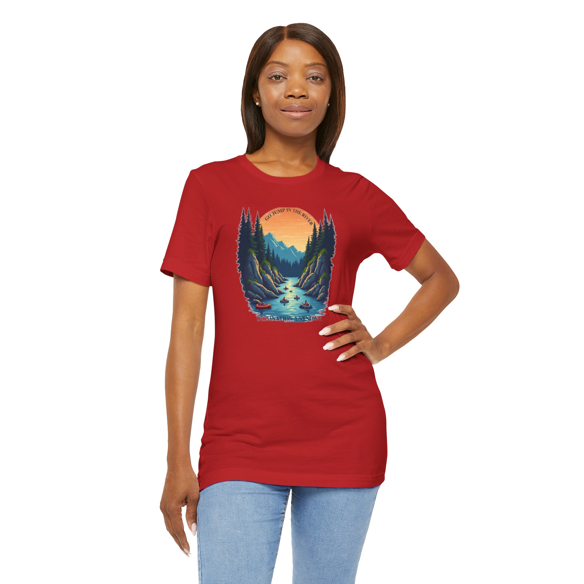 River Life T-Shirt - Sunset Cliffside Tubers & Swimmers - Destination Unknown - Image 87