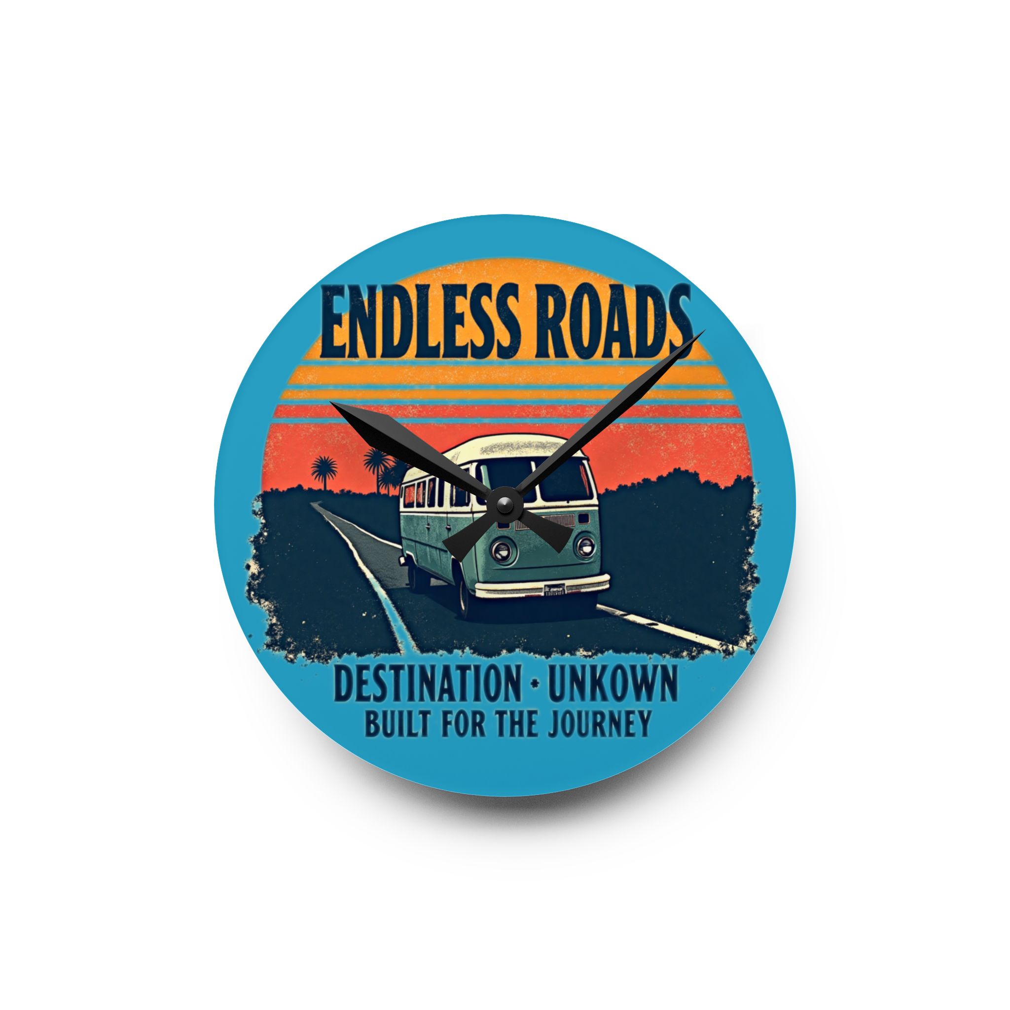 Endless Roads Acrylic Wall Clock - Lost Horizons Collection - Destination Unknown - Travel-Inspired Home Décor by Taigh Ryan Co