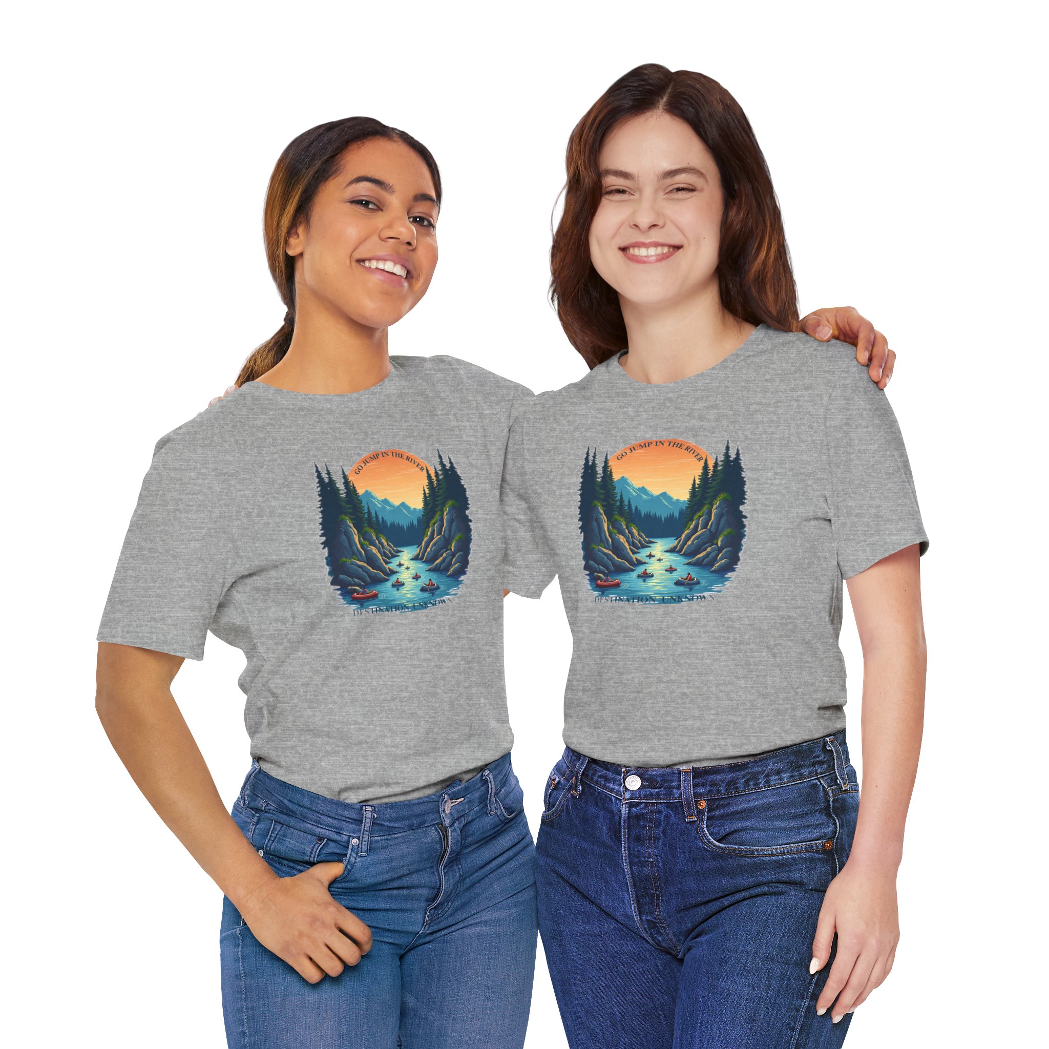 River Life T-Shirt - Sunset Cliffside Tubers & Swimmers - Destination Unknown - Image 8