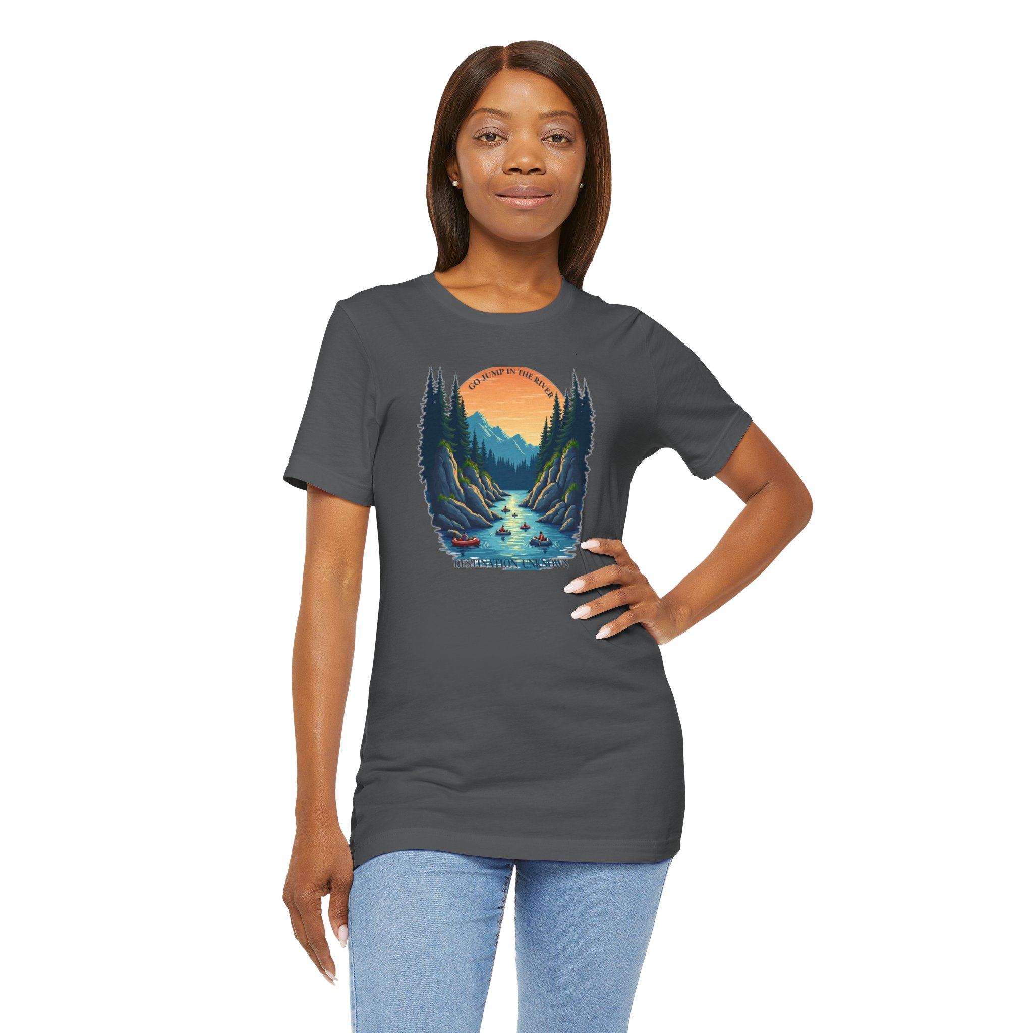 River Life T-Shirt - Sunset Cliffside Tubers & Swimmers - Destination Unknown - Image 55