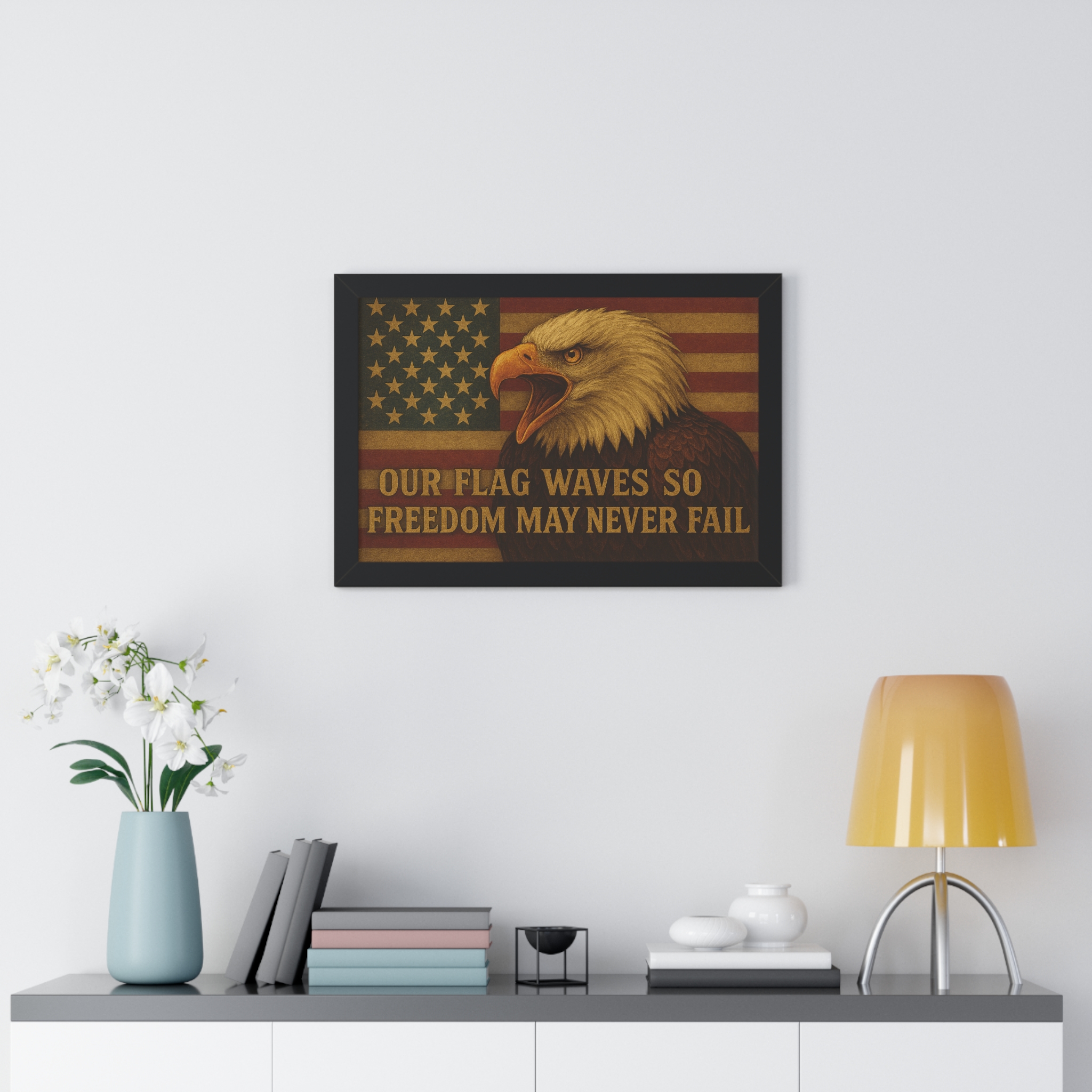 Patriotic Framed Poster - Eagle Flag Waves - Image 2