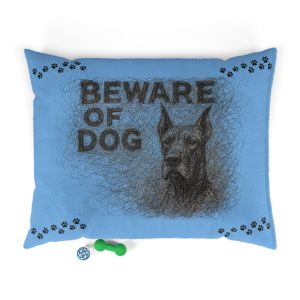 Beware of Dog Pet Bed Light Blue - Large 50" x 40"