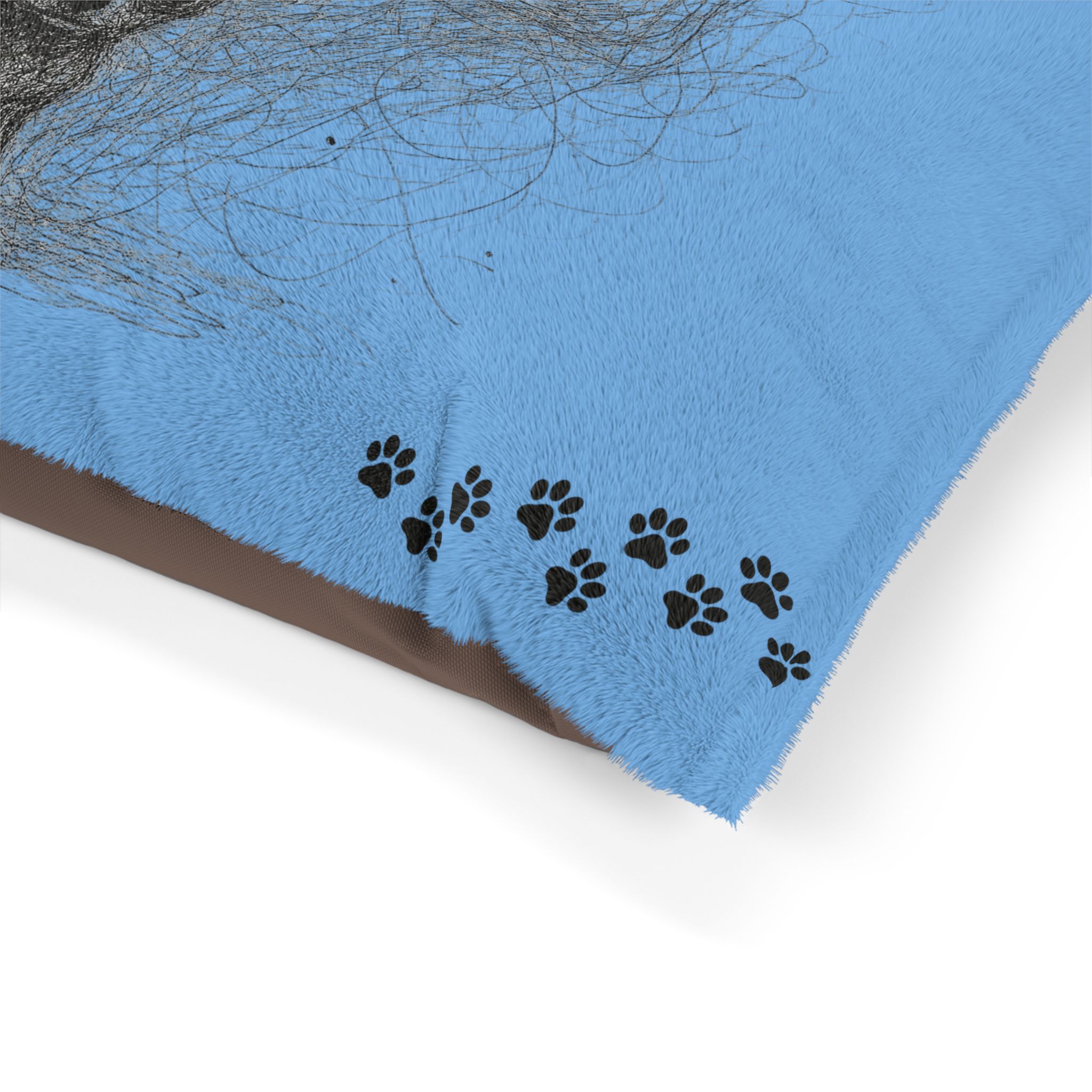 Beware of Dog Pet Bed Light Blue - Smaller 28" x 18" - Image 2