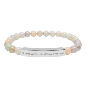 Personalized Natural Stone Stretch Bar Bracelet - Destination Unknown Collection