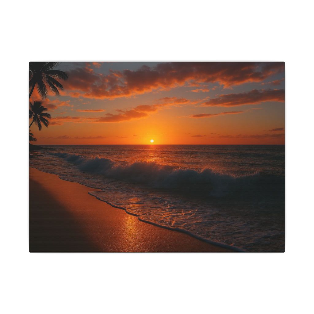 Color Landscape Canvas Print - Tropical Sunrise on the Beach