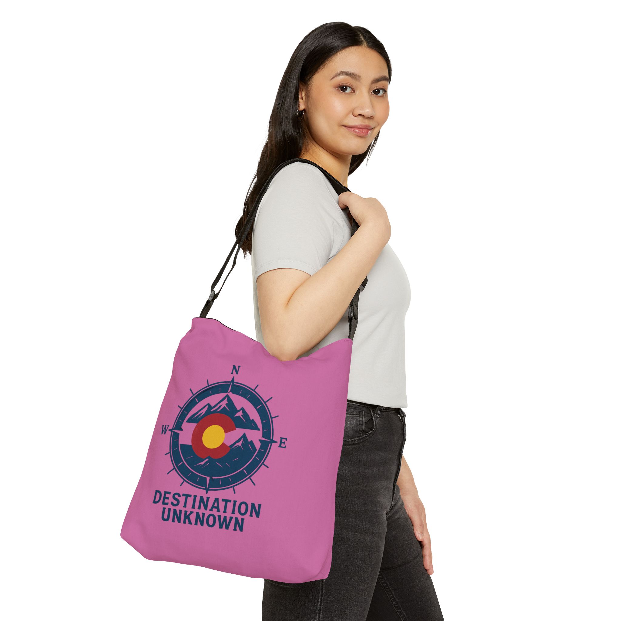 Destination Unknown - Pink Adventure Adjustable Tote Bag - Image 6