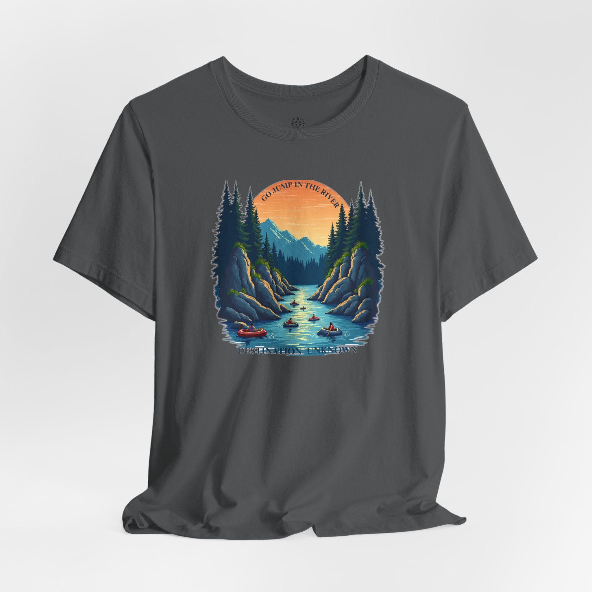 River Life T-Shirt - Sunset Cliffside Tubers & Swimmers - Destination Unknown - Image 53