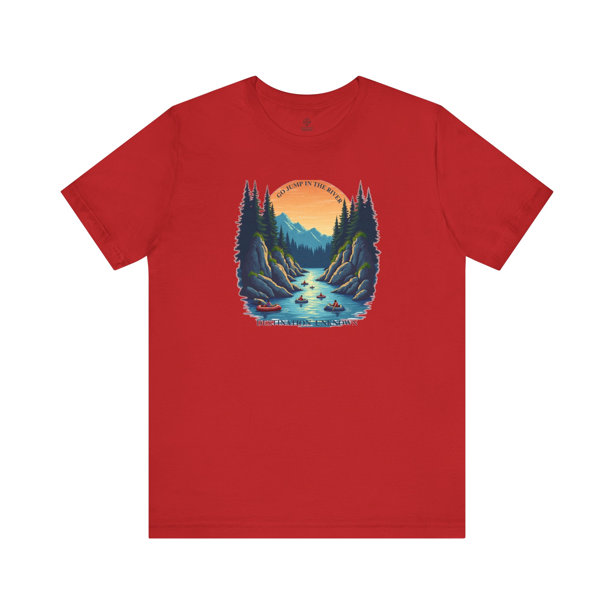 River Life T-Shirt - Sunset Cliffside Tubers & Swimmers - Destination Unknown - Image 81