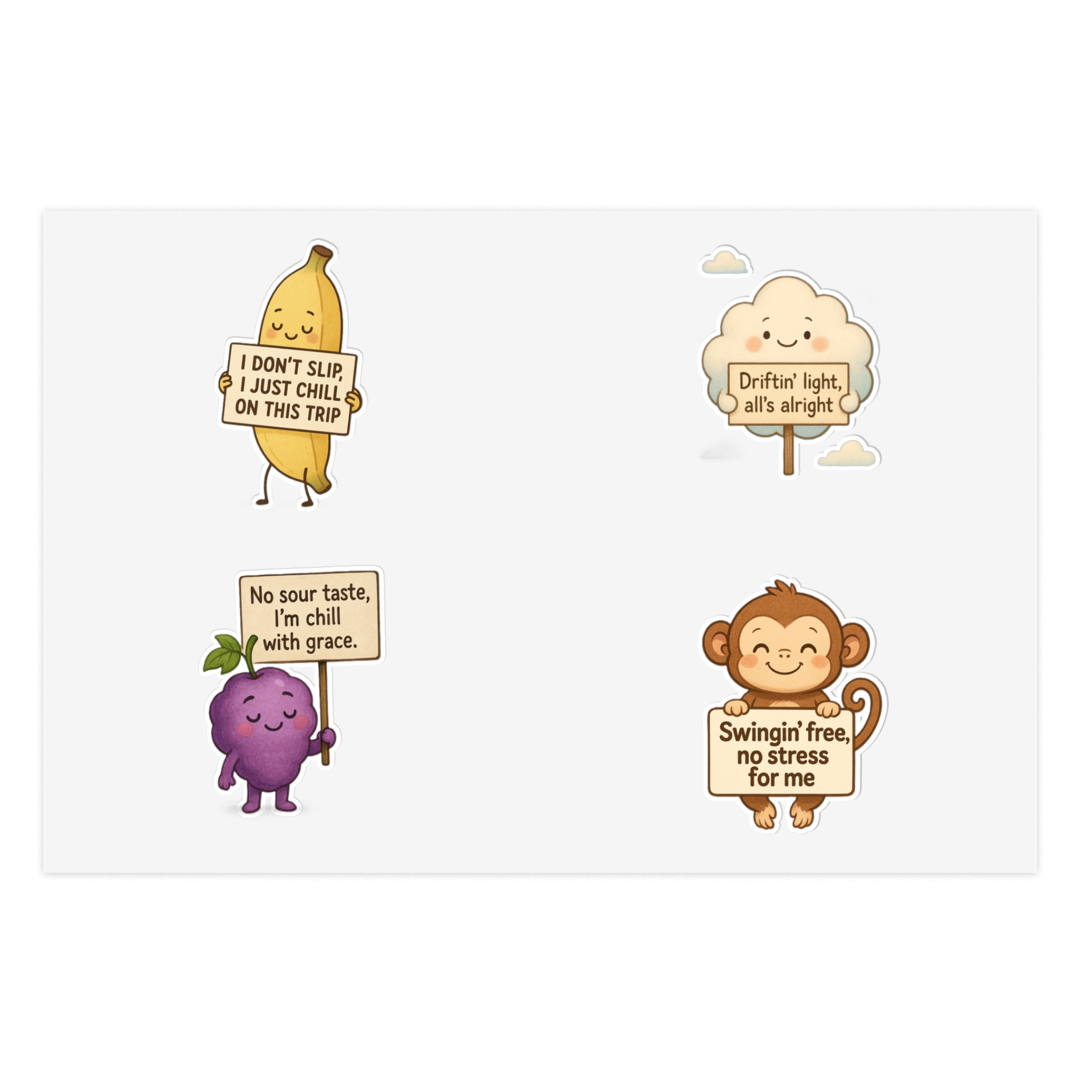 Sticker Sheets - Banana - Cloud - Grape - Monkey