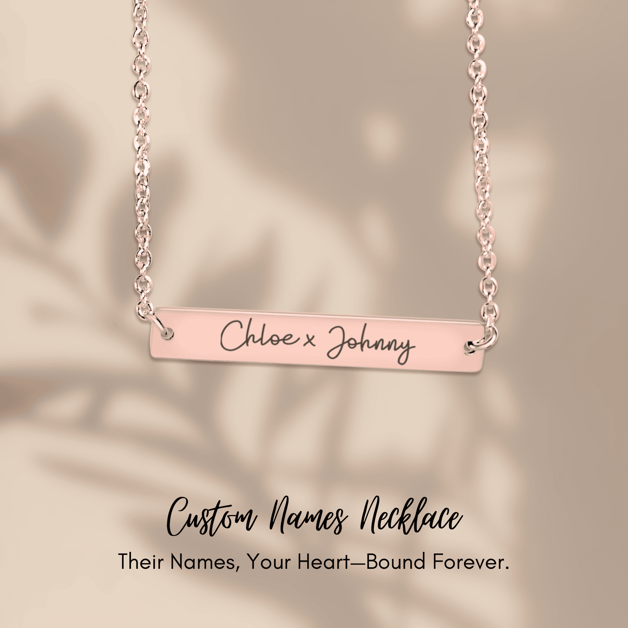 Name Tag Horizontal Bar Necklace - Image 3