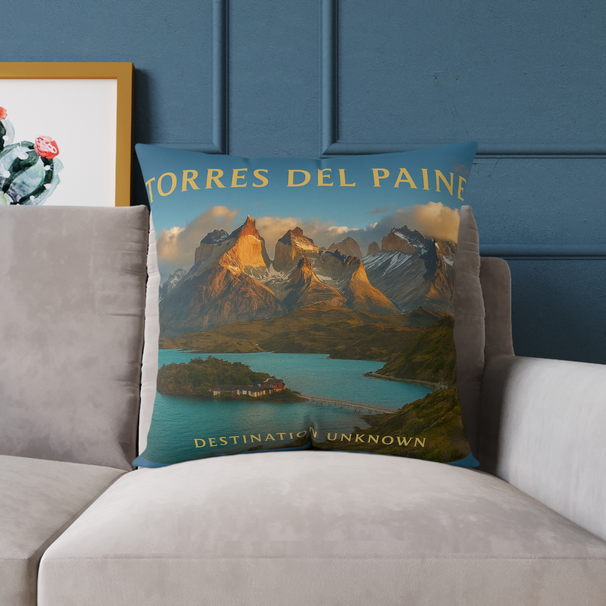 Torres del Paine Wanderlust Square Poly Canvas Pillow | Patagonia Adventure Home Décor by Taigh Ryan Co - Image 15