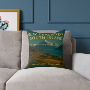New Zealand South Island Wanderlust Square Poly Canvas Pillow | Coastal Adventure Home Décor by Taigh Ryan Co