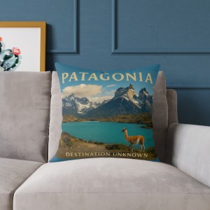 Patagonia Wanderlust Square Poly Canvas Pillow | Mountain Adventure Home Décor by Taigh Ryan Co