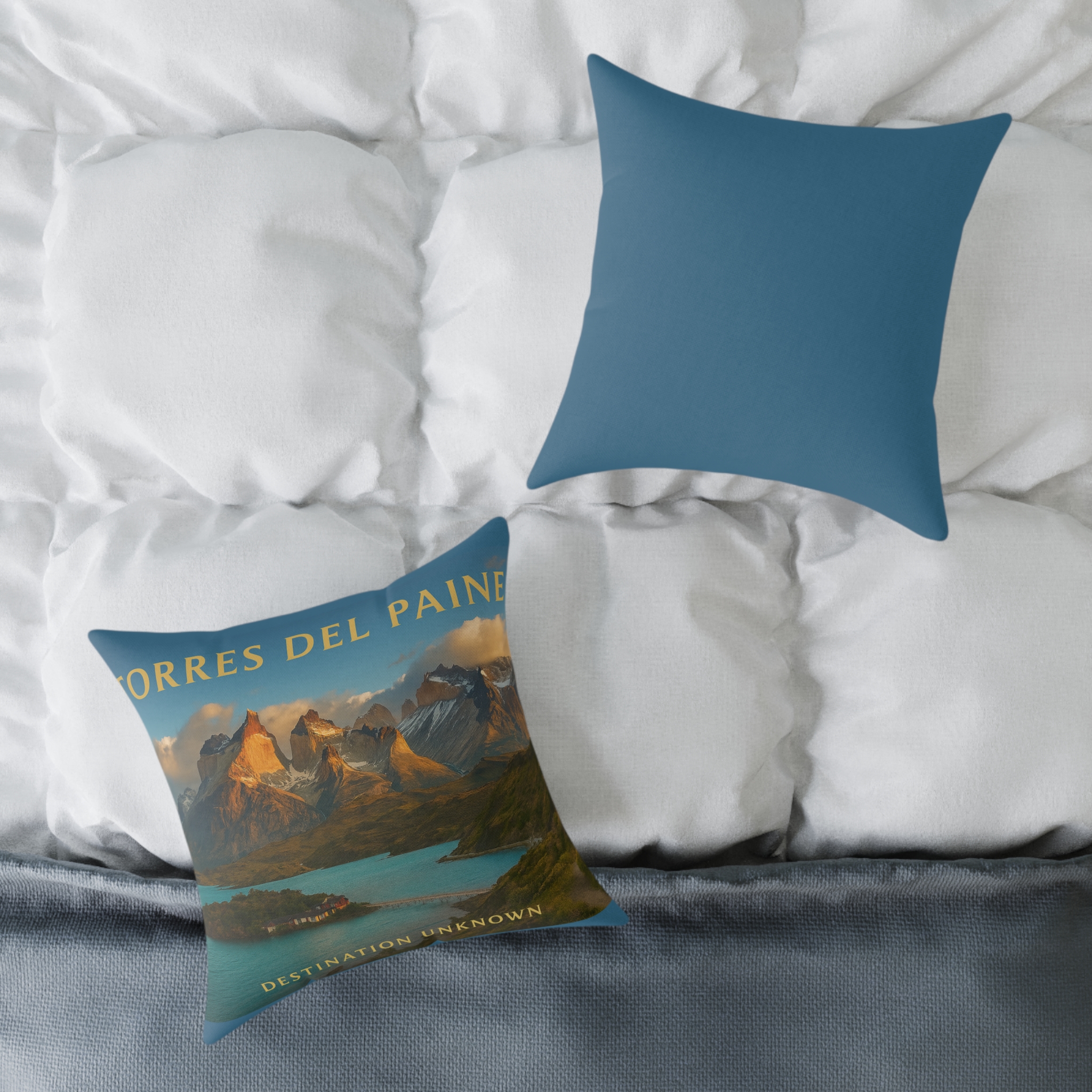 Torres del Paine Wanderlust Square Poly Canvas Pillow | Patagonia Adventure Home Décor by Taigh Ryan Co - Image 12