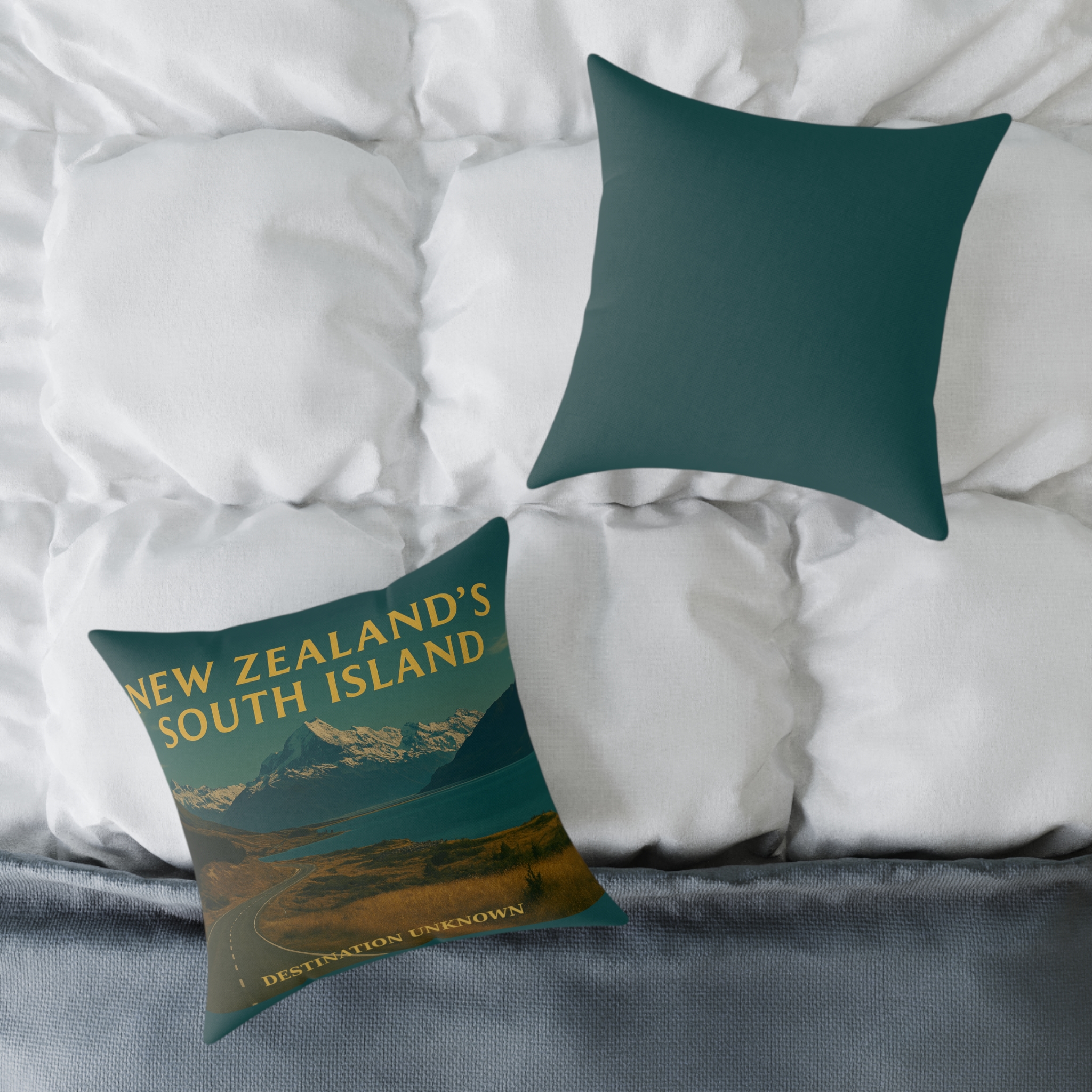 New Zealand South Island Wanderlust Square Poly Canvas Pillow | Coastal Adventure Home Décor by Taigh Ryan Co - Image 4
