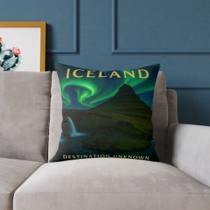 Iceland Wanderlust Square Poly Canvas Pillow | Nordic Adventure Home Décor by Taigh Ryan Co