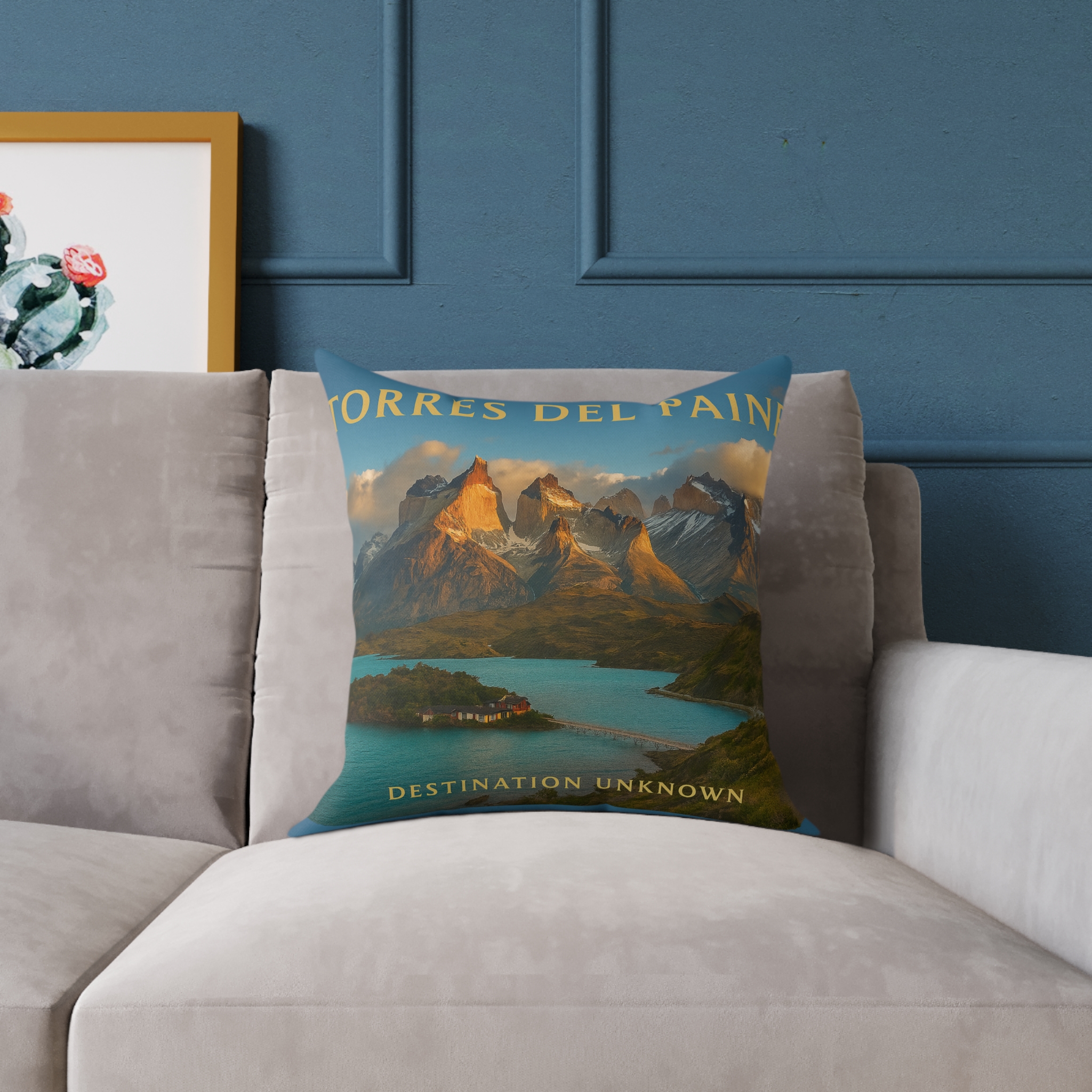 Torres del Paine Wanderlust Square Poly Canvas Pillow | Patagonia Adventure Home Décor by Taigh Ryan Co - Image 11