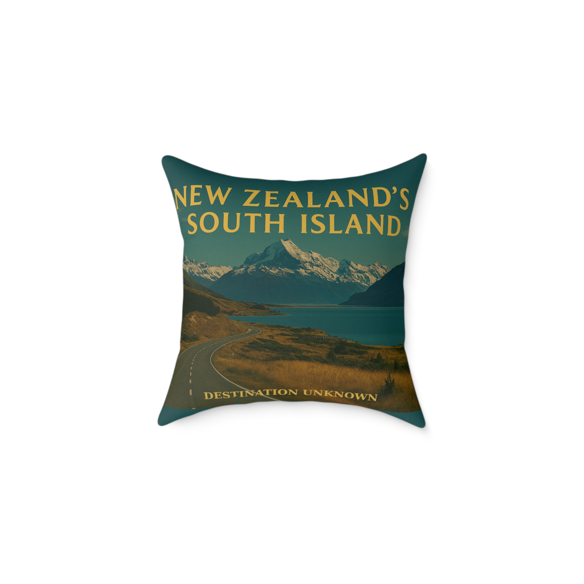 New Zealand South Island Wanderlust Square Poly Canvas Pillow | Coastal Adventure Home Décor by Taigh Ryan Co - Image 2