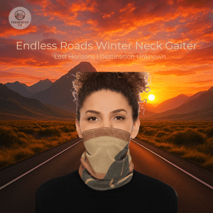 Endless Roads – Winter Neck Gaiter with Drawstring – Lost Horizons – Destination Unknown