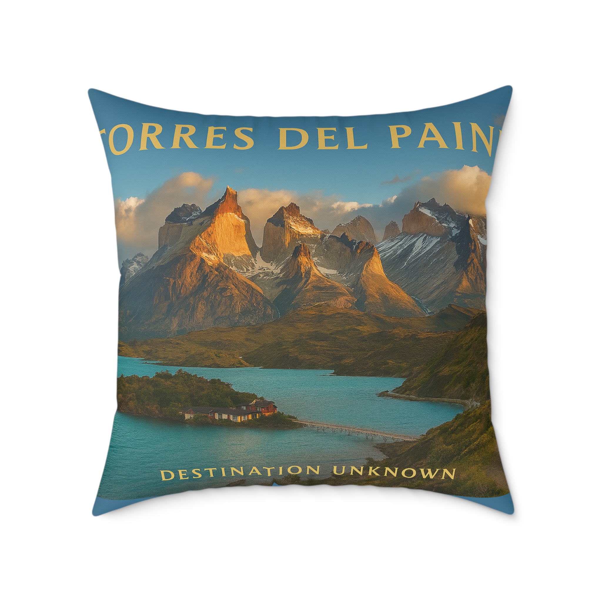 Torres del Paine Wanderlust Square Poly Canvas Pillow | Patagonia Adventure Home Décor by Taigh Ryan Co - Image 17
