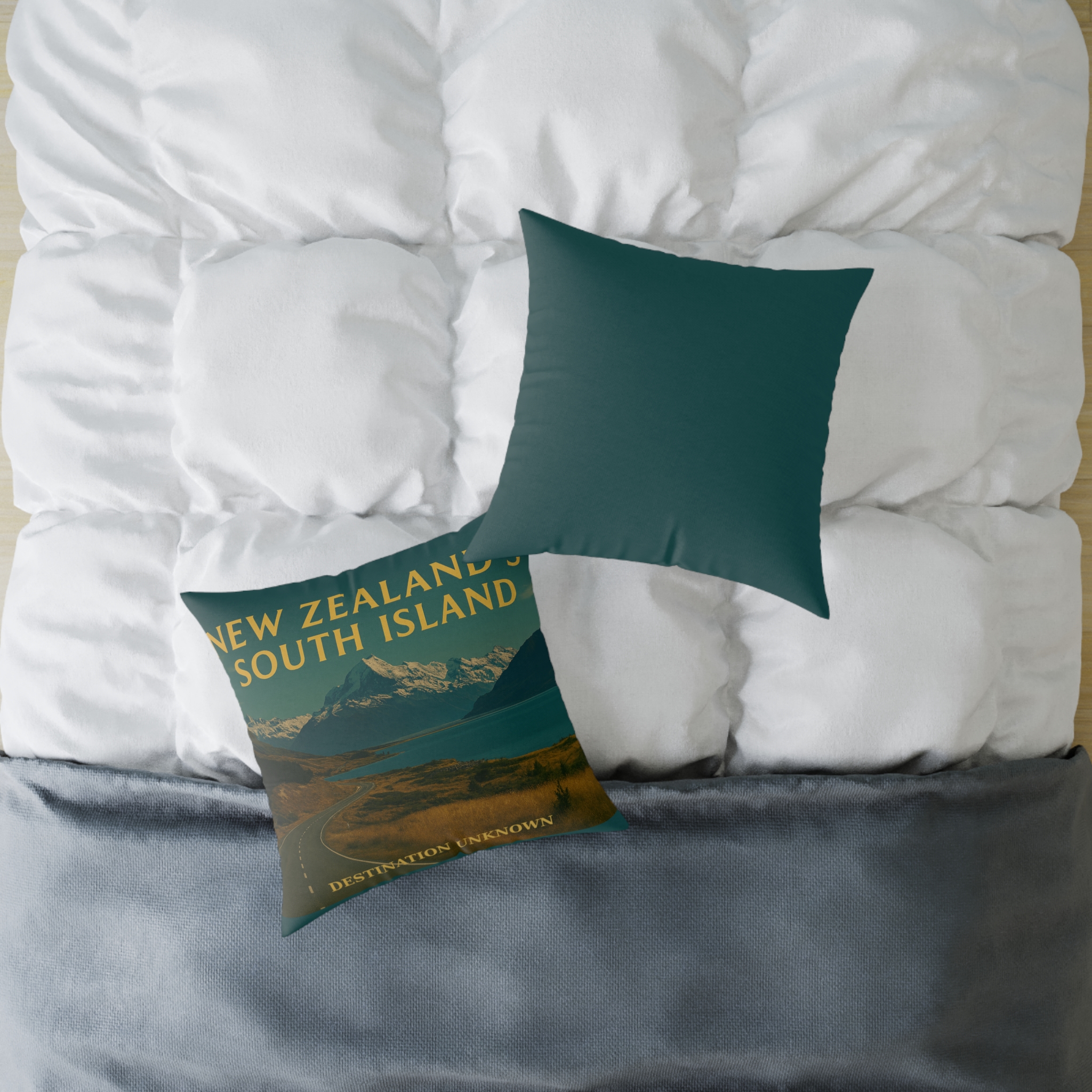 New Zealand South Island Wanderlust Square Poly Canvas Pillow | Coastal Adventure Home Décor by Taigh Ryan Co - Image 12