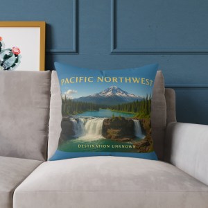 Pacific Northwest Wanderlust Square Poly Canvas Pillow | Coastal Forest Home Décor by Taigh Ryan Co