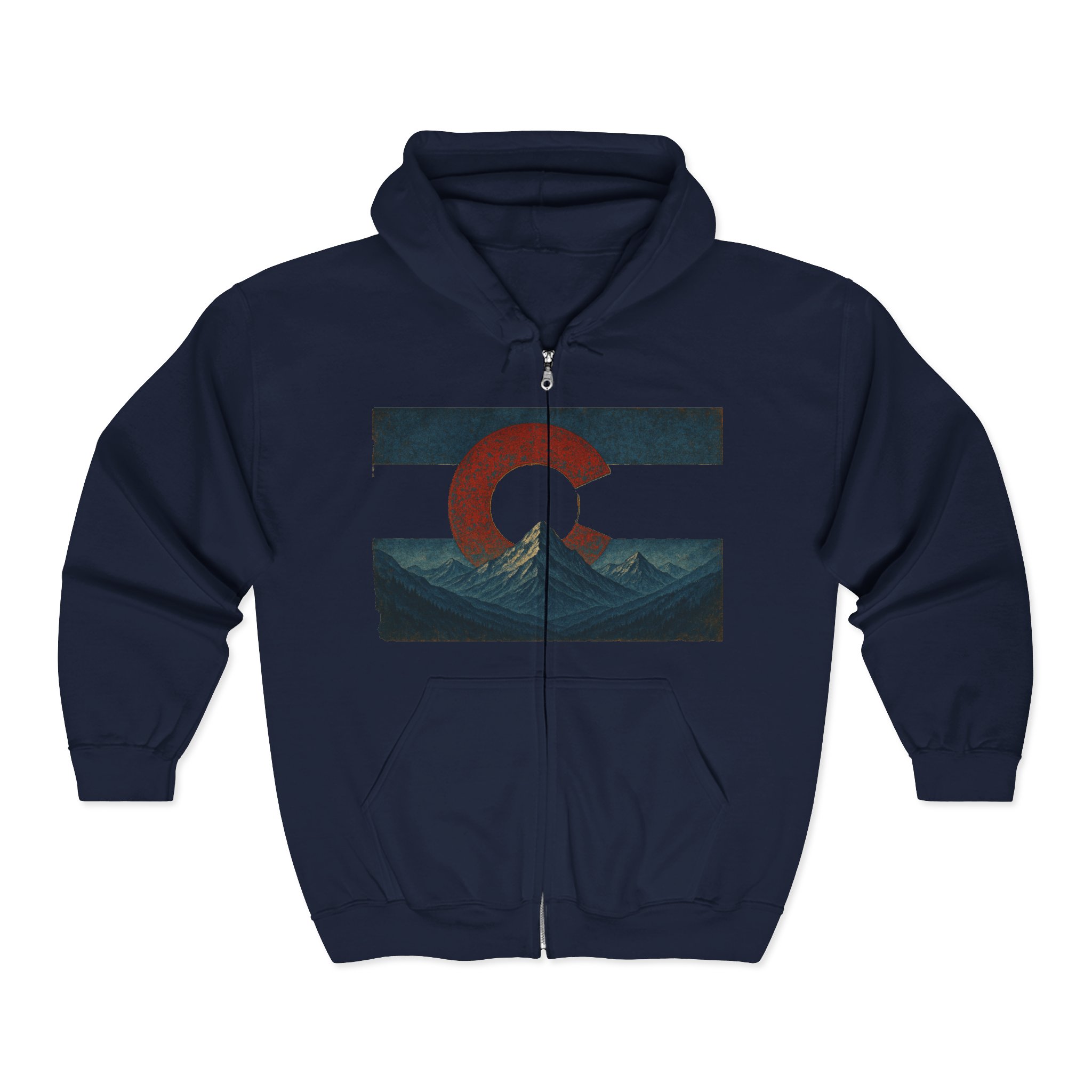 Destination Unknown Colorado Flag Full Zip Hoodie - Distressed Edition - Image 14