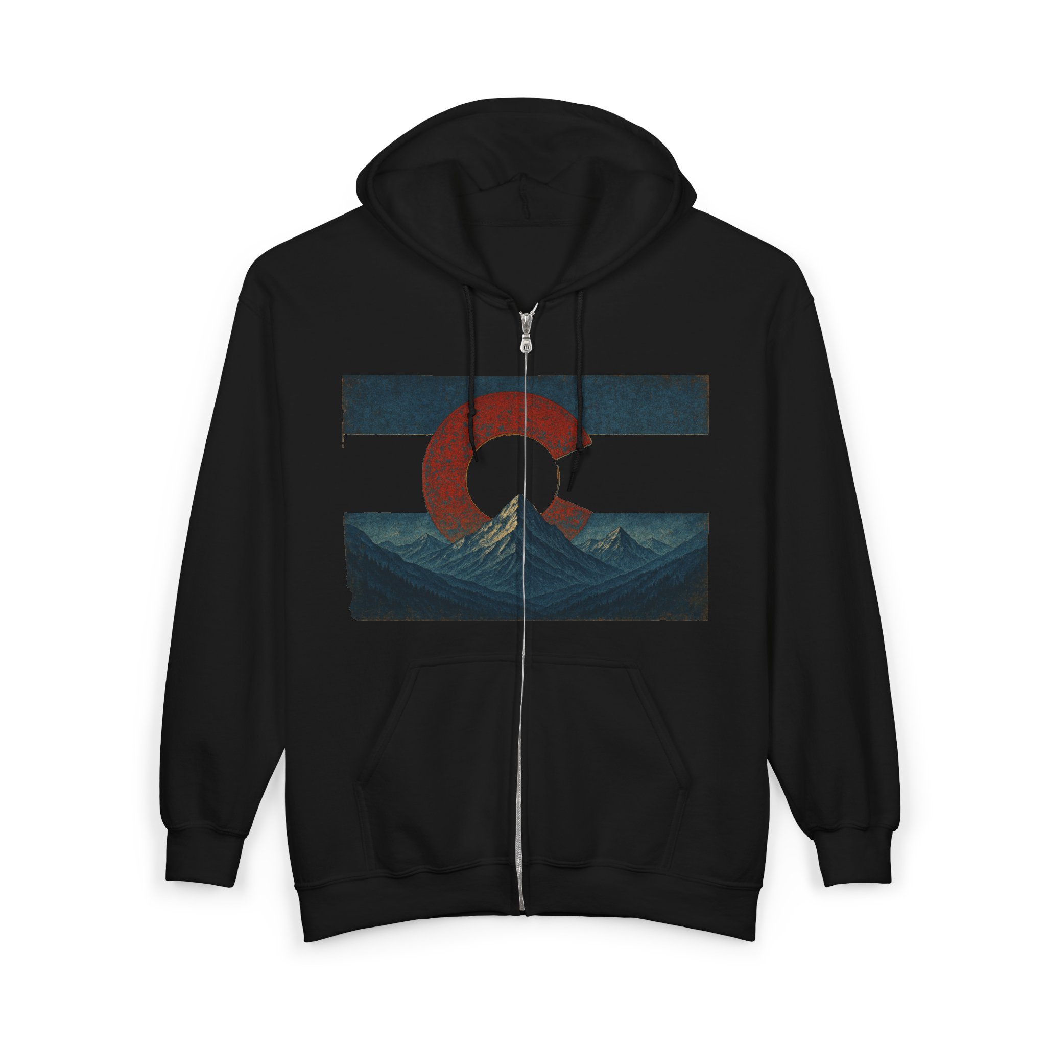 Destination Unknown Colorado Flag Full Zip Hoodie - Distressed Edition - Image 4