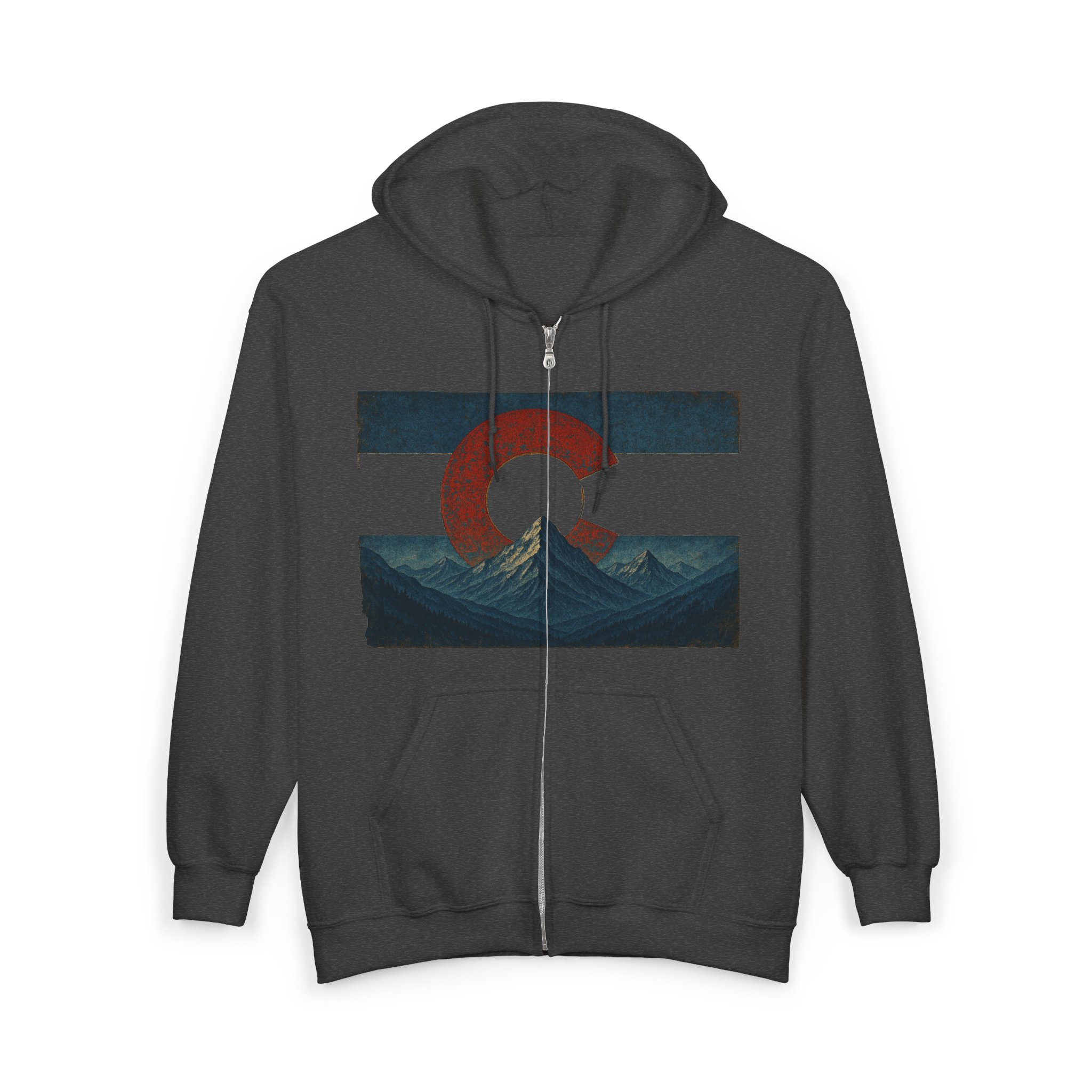 Destination Unknown Colorado Flag Full Zip Hoodie - Distressed Edition - Image 12