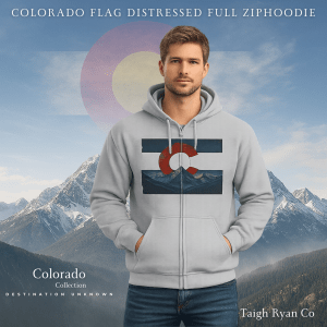 Destination Unknown Colorado Flag Full Zip Hoodie - Distressed Edition