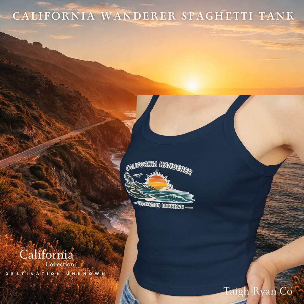 California Wanderer Womens Spaghetti Strap Tank - California Collection - Destination Unknown