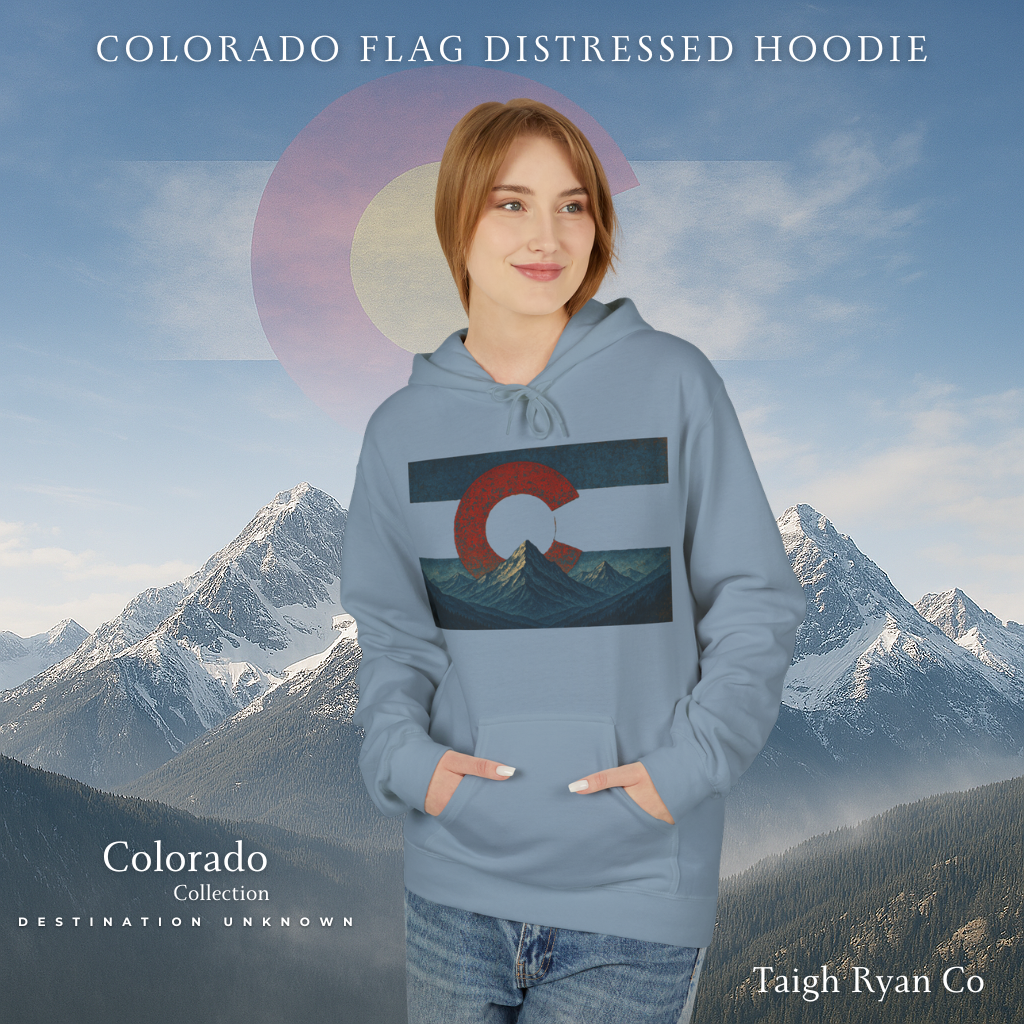 Colorado Flag Distressed Hoodie - Colorado Collection - Destination Unknown