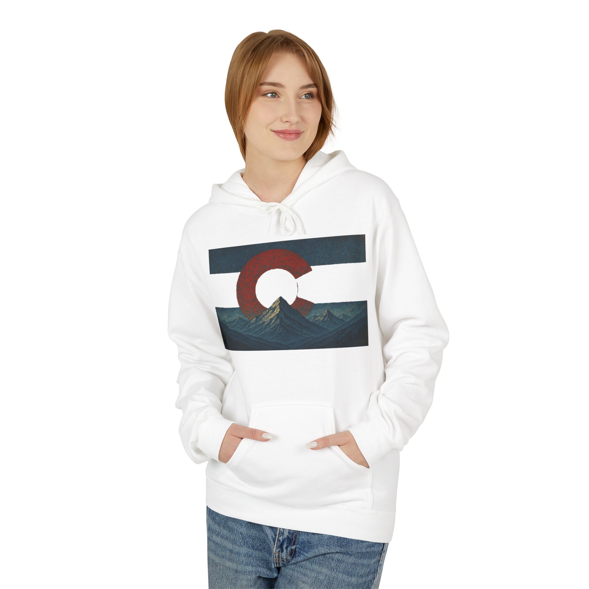 Colorado Flag Distressed Hoodie - Colorado Collection - Destination Unknown - Image 4