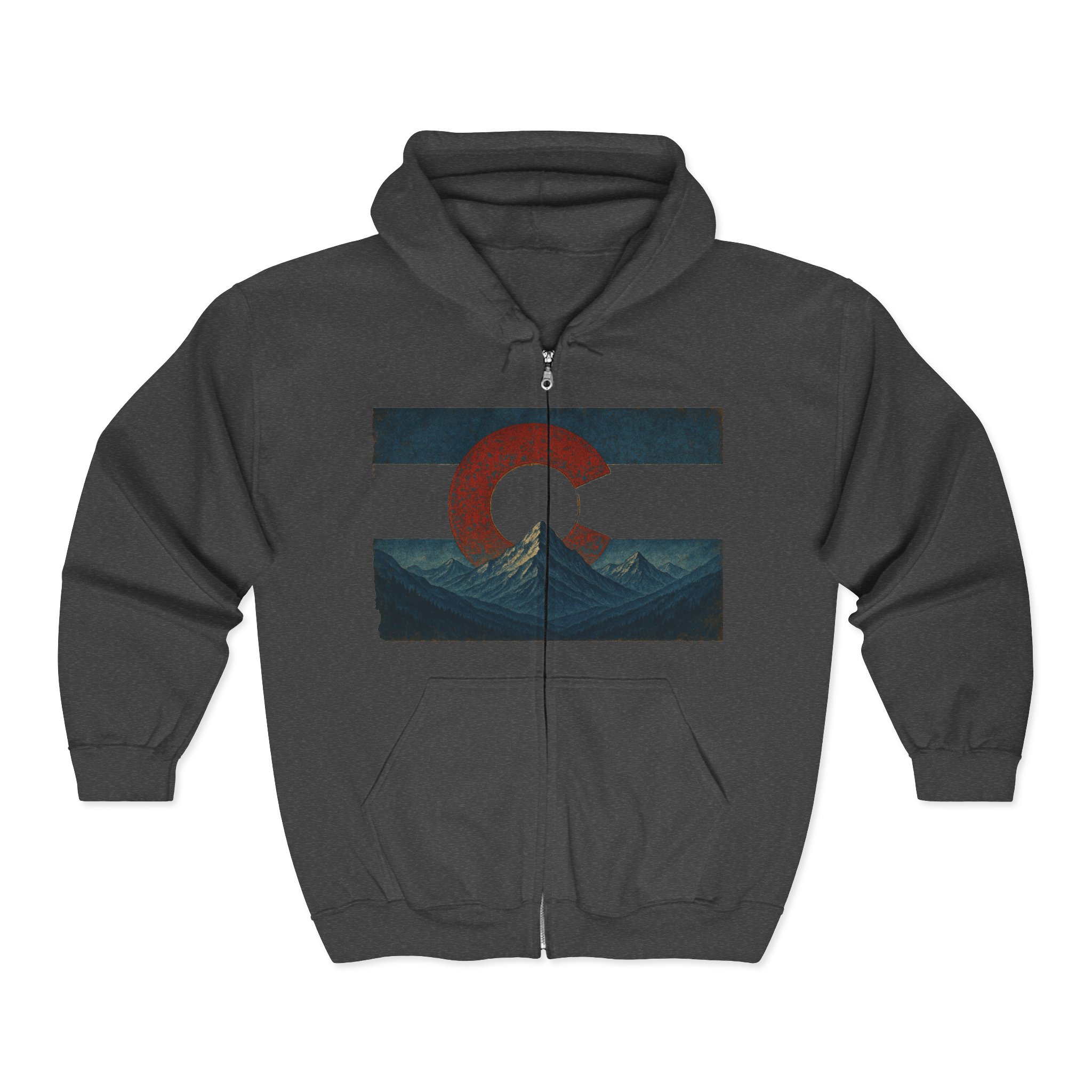 Destination Unknown Colorado Flag Full Zip Hoodie - Distressed Edition - Image 10