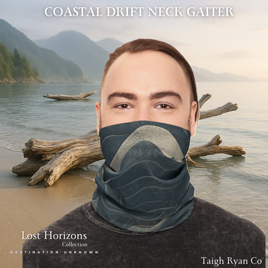 Coastal Drift – Winter Neck Gaiter with Drawstring – Lost Horizons Collection - Destination Unknown
