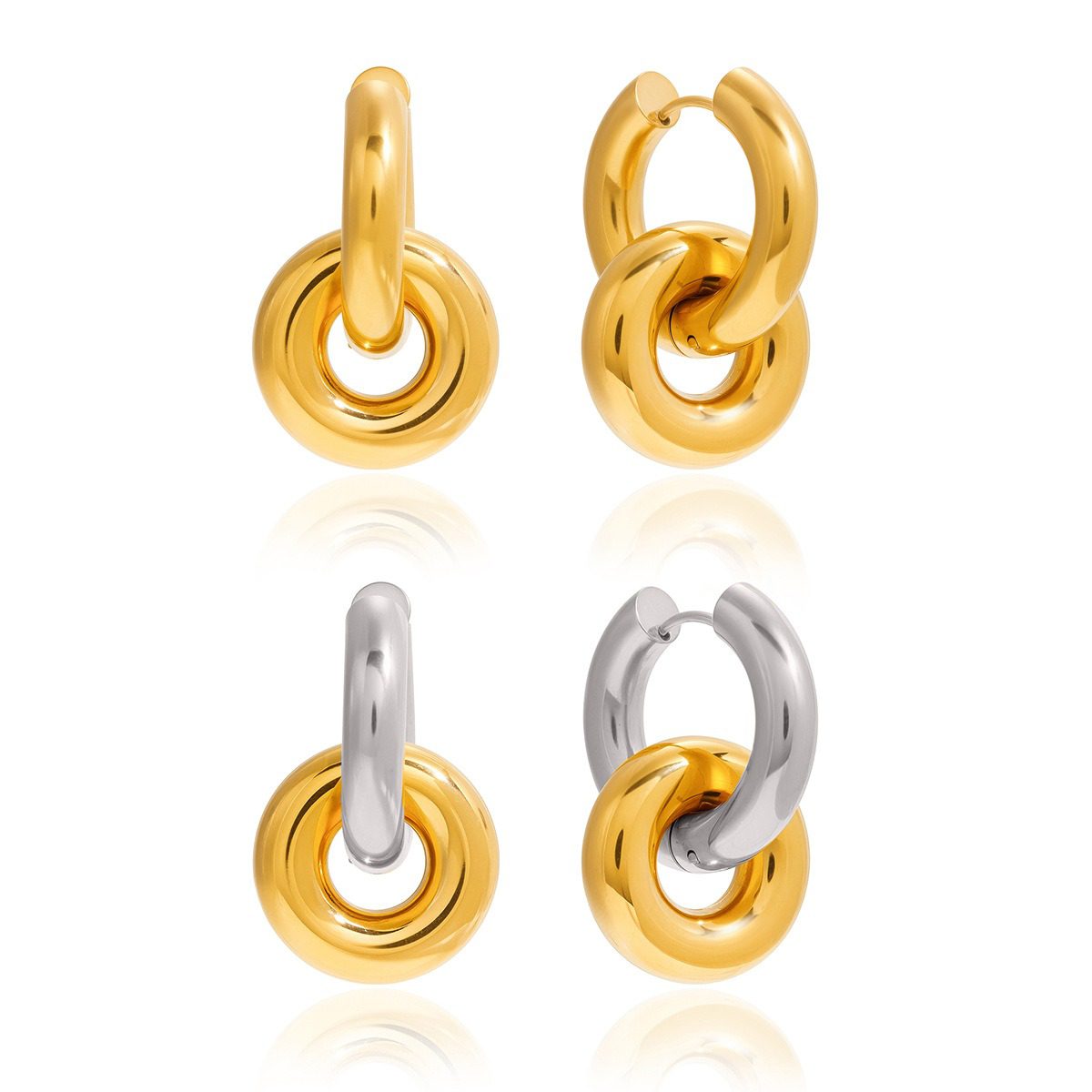 Double Hoop Gold Earrings