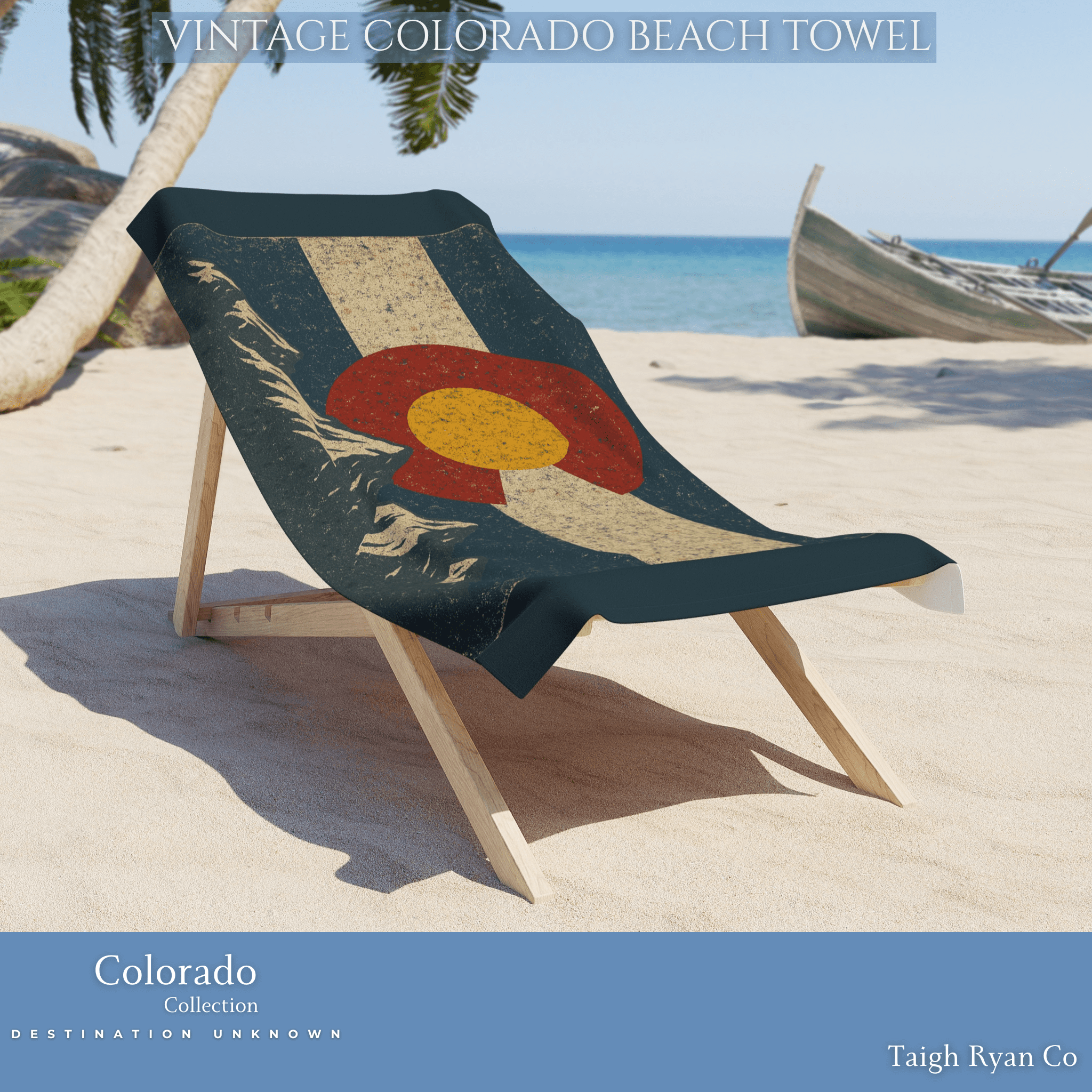 Vintage Colorado Beach Towel - Colorado Collection - Destination Unknown