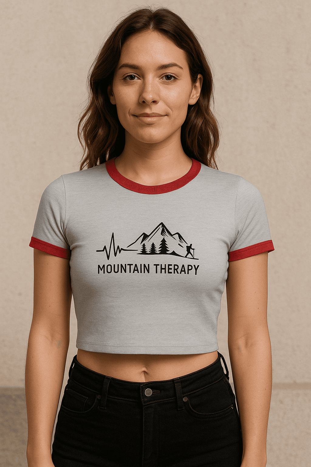 Mountain Therapy Womens Ringer Tee - Retro Adventure Crop Top - Destination Unknown - Image 3