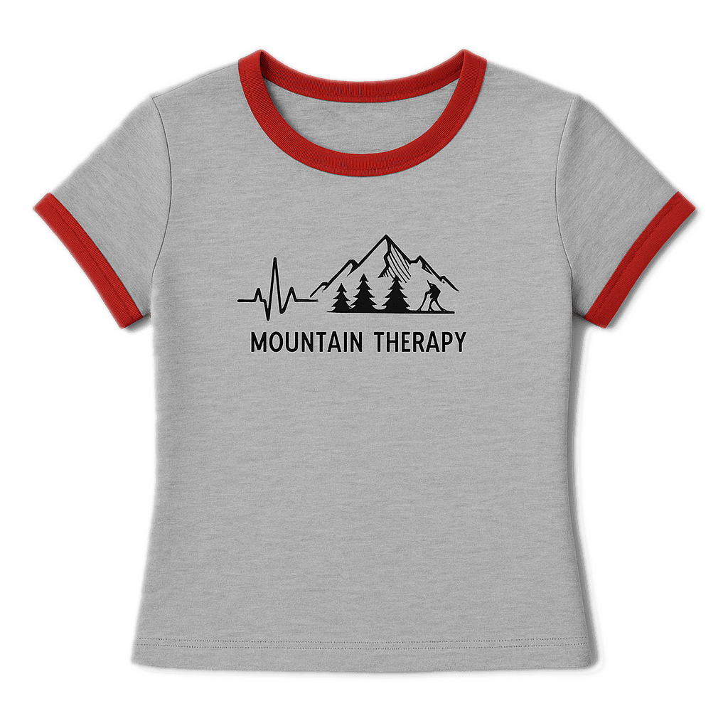 Mountain Therapy Womens Ringer Tee - Retro Adventure Crop Top - Destination Unknown - Image 4