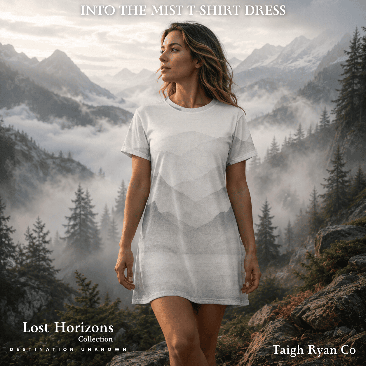 Into The Mist - T-Shirt Dress - Lost Horizons - Destination Unknown